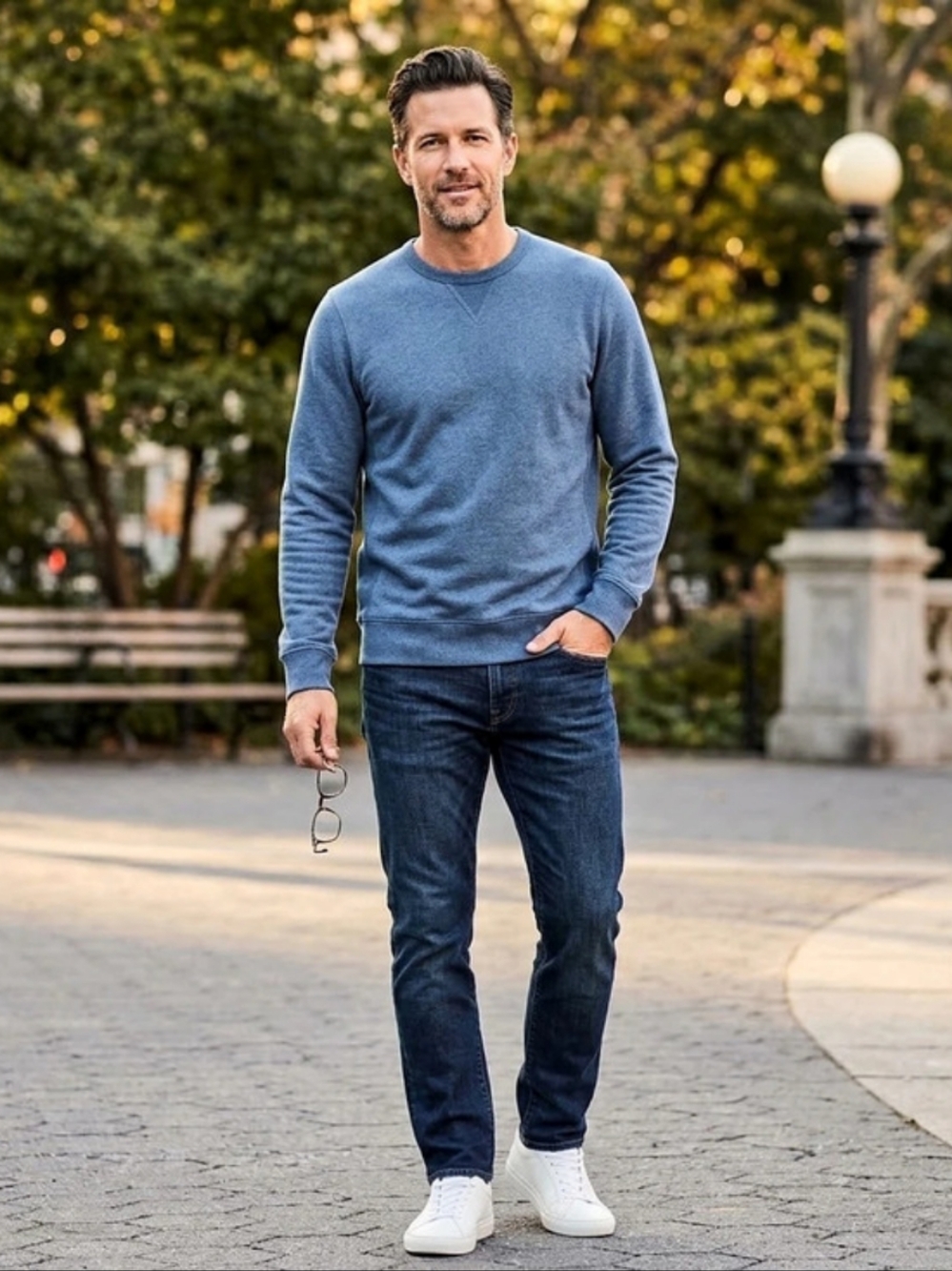 Mack Weldon Ace Crew Neck Sweatshirt Blue Heather Size Large Men's